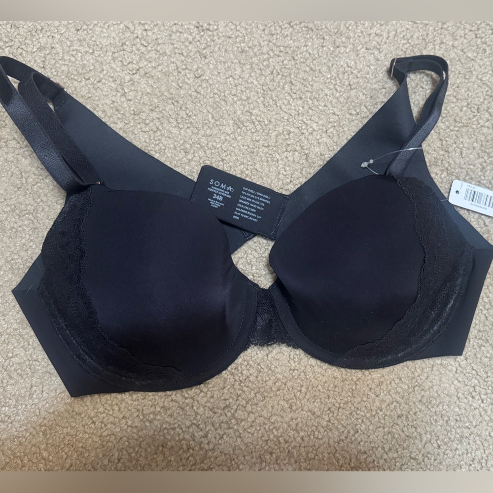 Soma Black Lace-Trim T-Shirt Bra